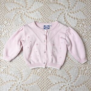 Vintage Carriage Boutiques Baby Girl 6 Months Knitted Cotton Floral Cardigan